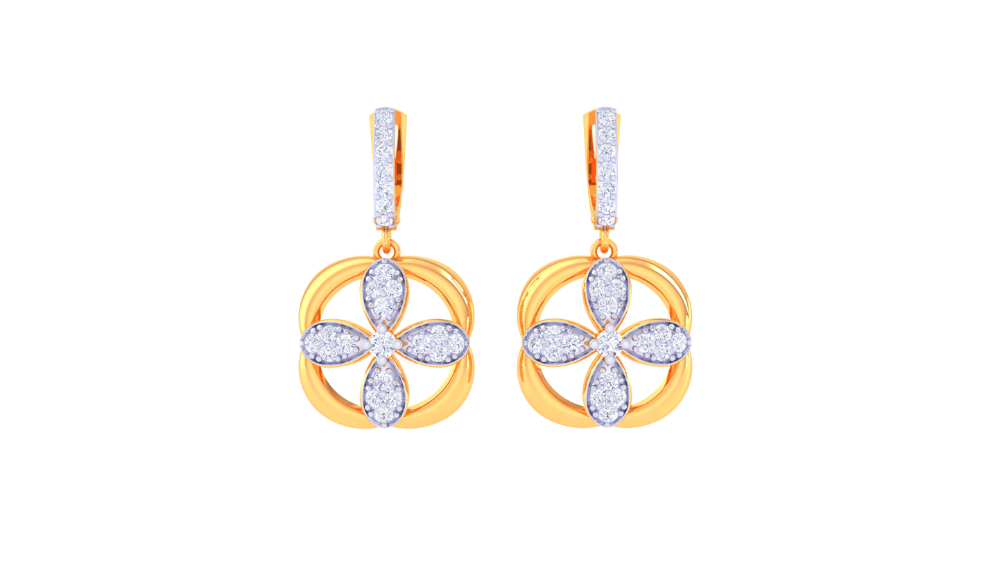 Petal Embrace Hoop Earrings In Luminous Gold - 0.66 Ct Brilliant Cut Diamonds