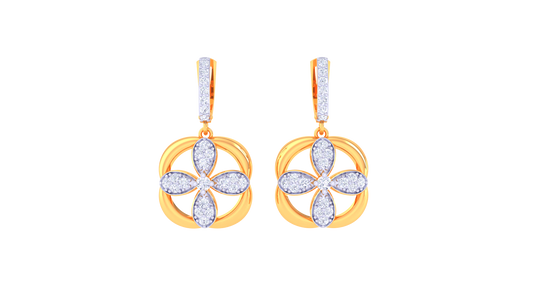 Petal Embrace Hoop Earrings In Luminous Gold - 0.66 Ct Brilliant Cut Diamonds