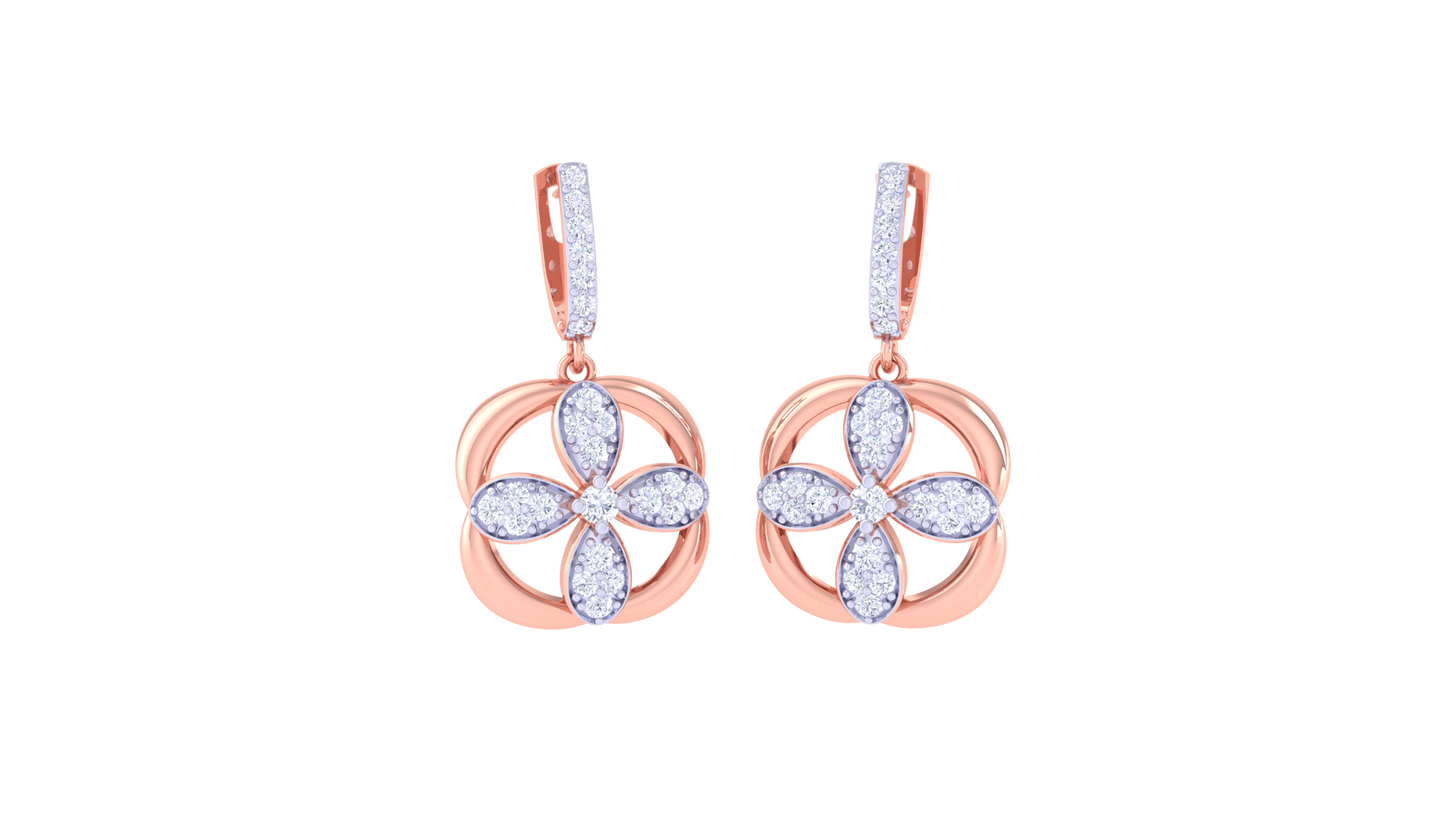 Petal Embrace Hoop Earrings In Luminous Gold - 0.66 Ct Brilliant Cut Diamonds