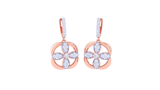 Petal Embrace Hoop Earrings In Luminous Gold - 0.66 Ct Brilliant Cut Diamonds
