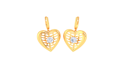 Romantic Heart Lattice Gold Hoop Earrings - 0.64 Ct Brilliant Diamond