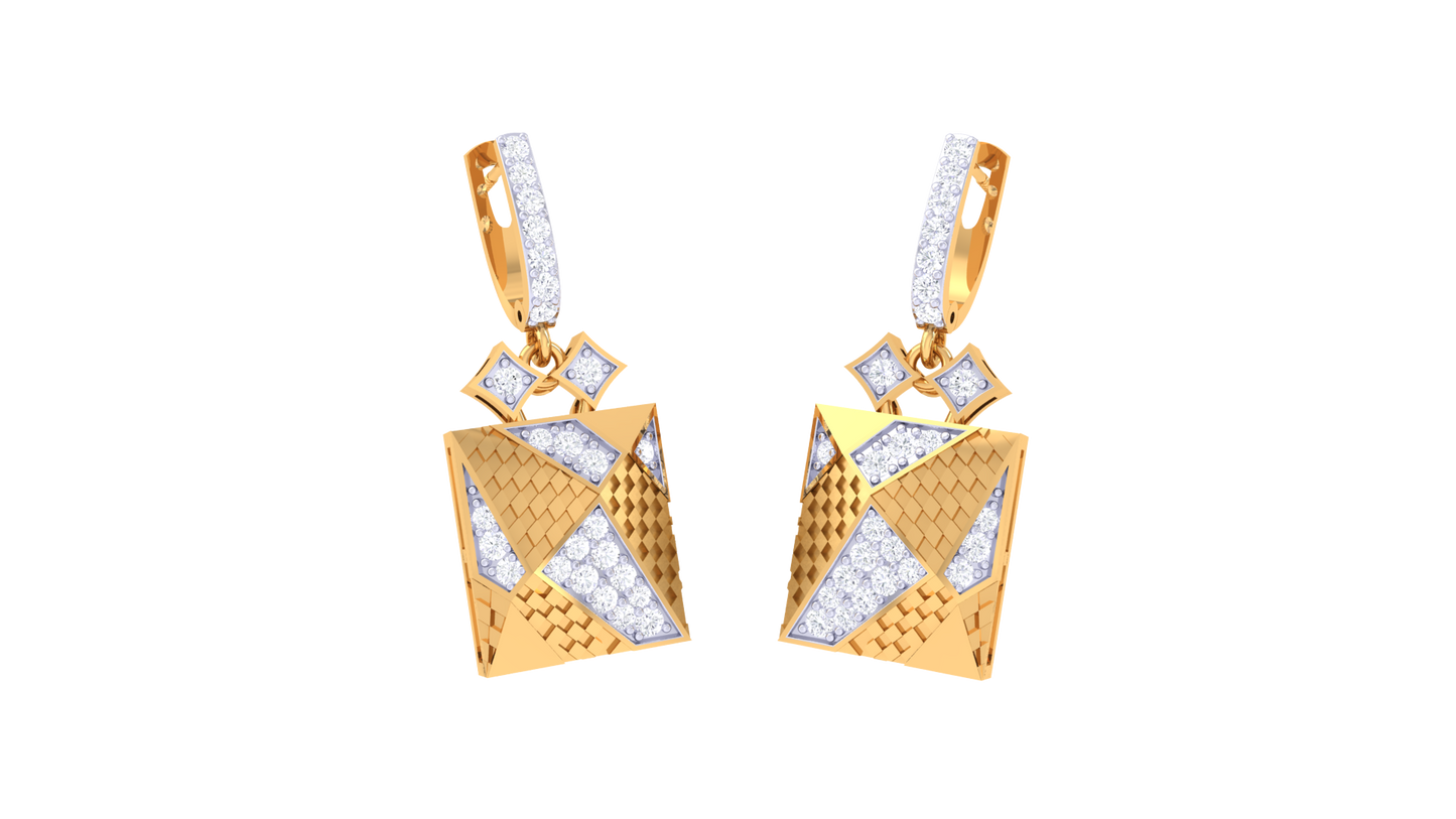 Angular Elegance Hoop Earrings In Gold – 0.53 Ct Sparkling  Diamonds