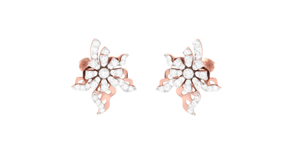 Petal Sparkle Stud Earrings In Rose Gold - 0.42 Ct Round Diamonds