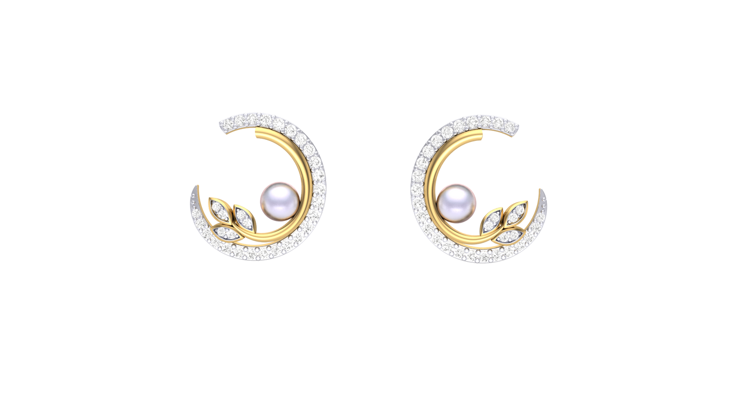 Moonlight Butterfly Stud Earrings In Gold - 0.31 Ct Sparkling Round Diamonds