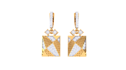 Angular Elegance Hoop Earrings In Gold – 0.53 Ct Sparkling  Diamonds