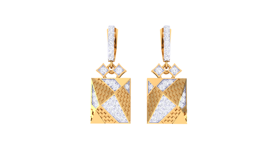 Angular Elegance Hoop Earrings In Gold – 0.53 Ct Sparkling  Diamonds