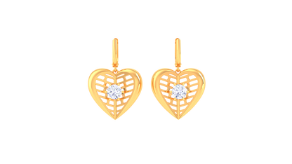 Romantic Heart Lattice Gold Hoop Earrings - 0.64 Ct Brilliant Diamond