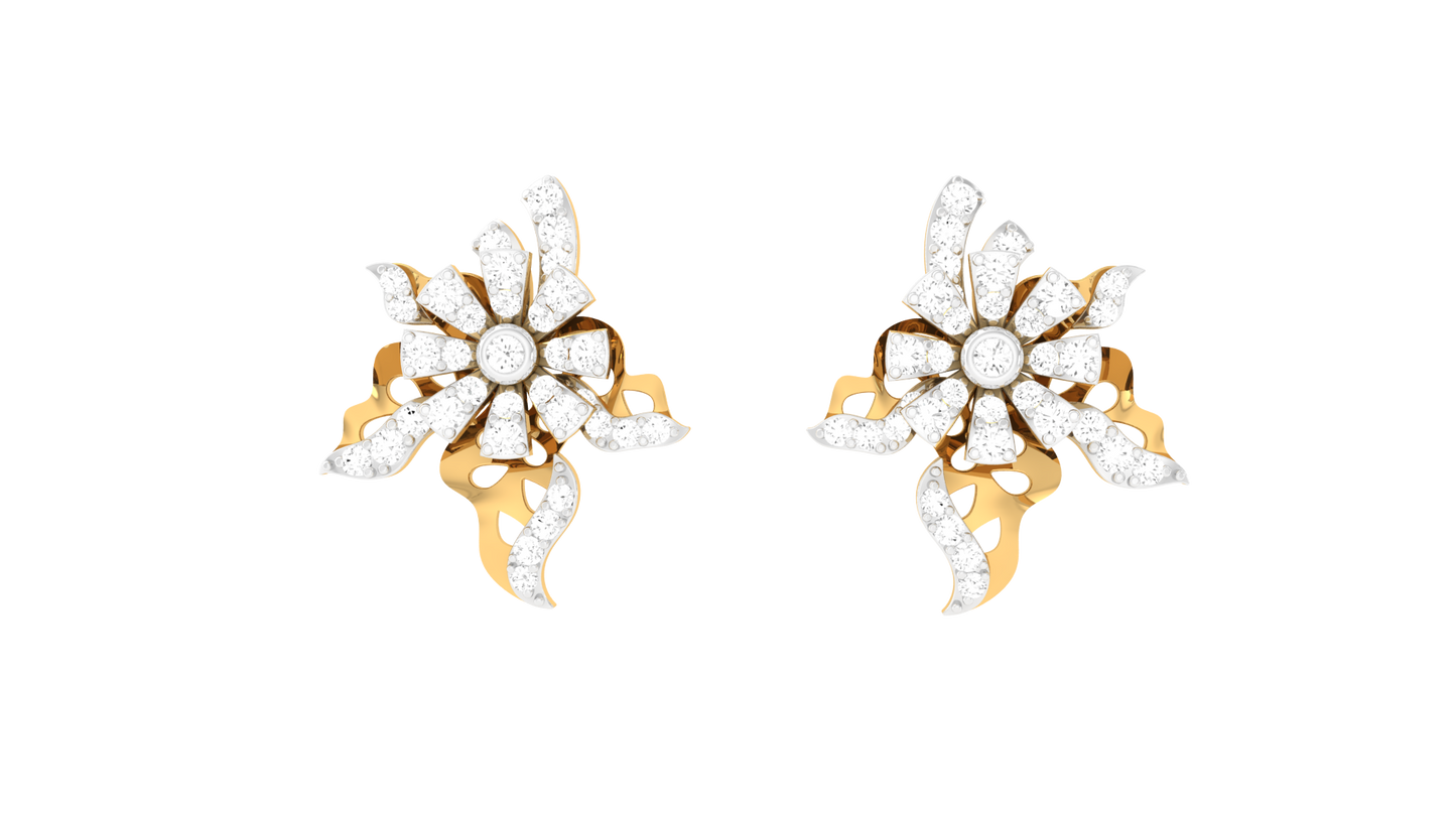 Petal Sparkle Stud Earrings In Rose Gold - 0.42 Ct Round Diamonds
