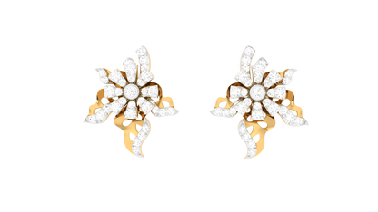 Petal Sparkle Stud Earrings In Rose Gold - 0.42 Ct Round Diamonds