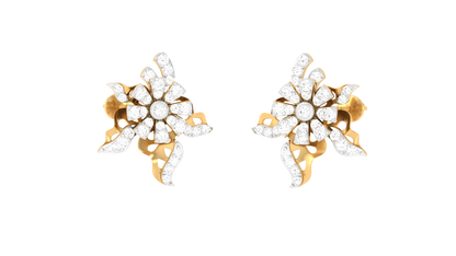 Petal Sparkle Stud Earrings In Rose Gold - 0.42 Ct Round Diamonds