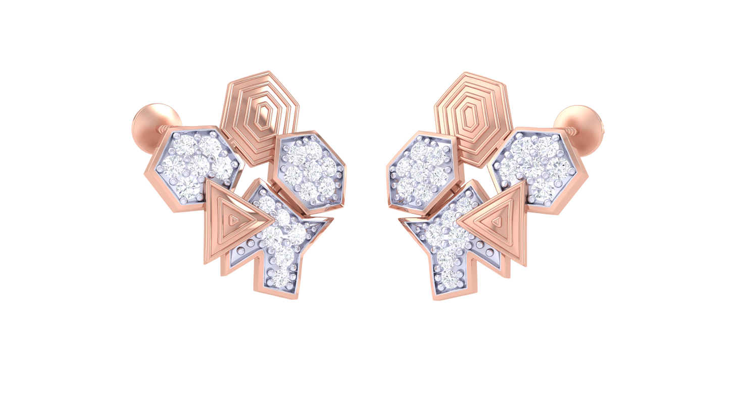 Delicate Blooms Stud Earrings In Rose Gold - 0.40 Ct Brilliant Cut Round Diamonds