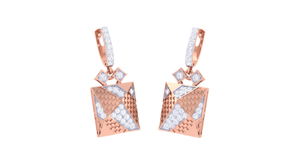 Angular Elegance Hoop Earrings In Gold – 0.53 Ct Sparkling  Diamonds