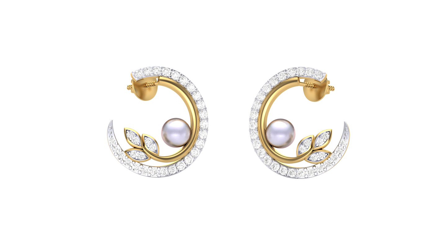 Moonlight Butterfly Stud Earrings In Gold - 0.31 Ct Sparkling Round Diamonds