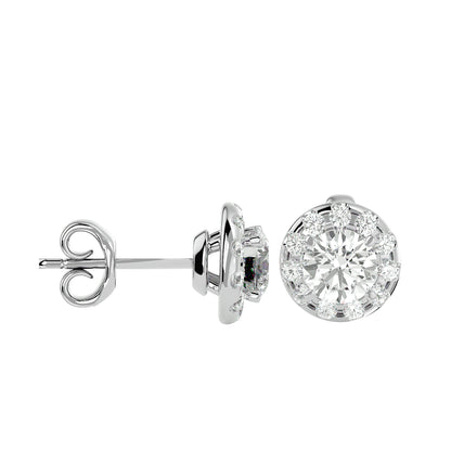 1.06 Ct Gold Double Halo Diamond Stud Earrings - Round Brilliant Cut