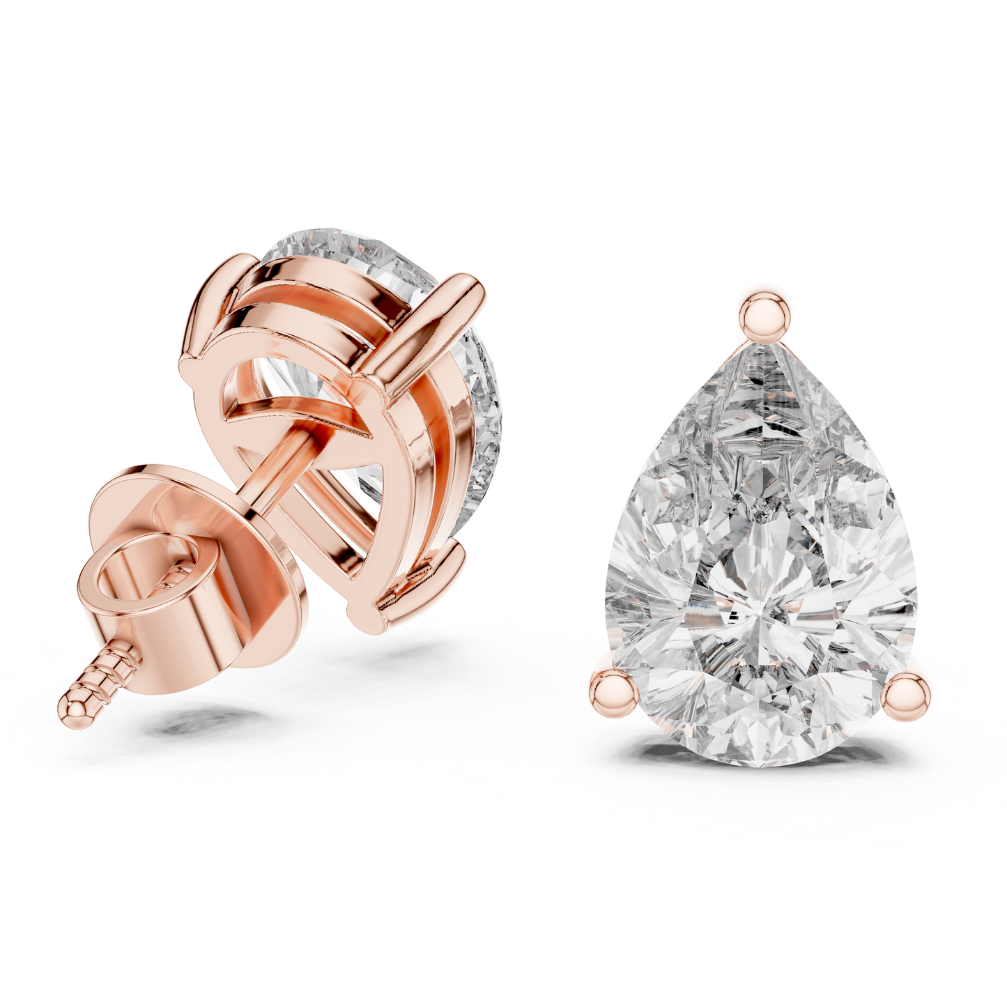 3.5ctw Pear Cut Diamond Solitaire Stud Earrings - Yellow Gold