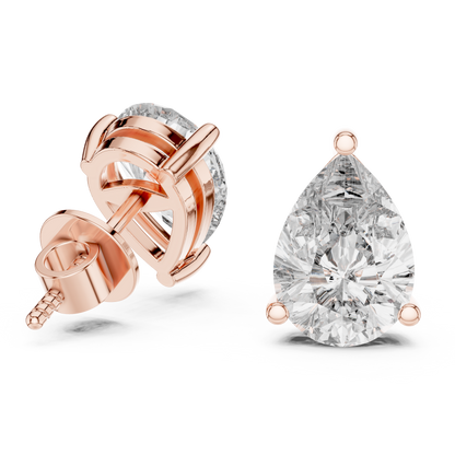 3.5ctw Pear Cut Diamond Solitaire Stud Earrings - Yellow Gold