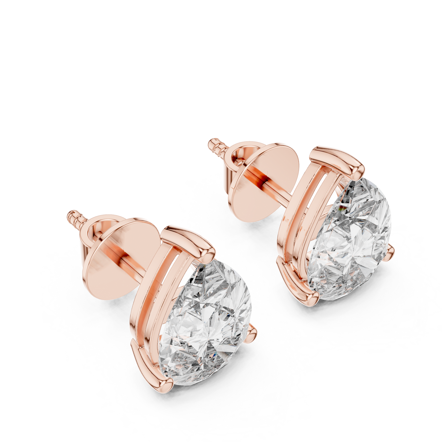 3.5ctw Pear Cut Diamond Solitaire Stud Earrings - Yellow Gold