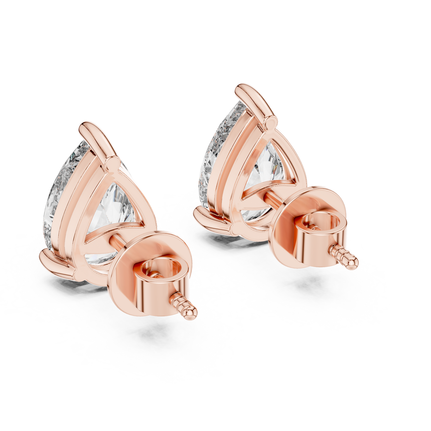 3.5ctw Pear Cut Diamond Solitaire Stud Earrings - Yellow Gold