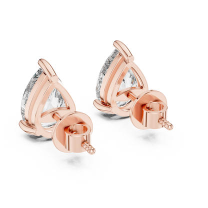 3.5ctw Pear Cut Diamond Solitaire Stud Earrings - Yellow Gold