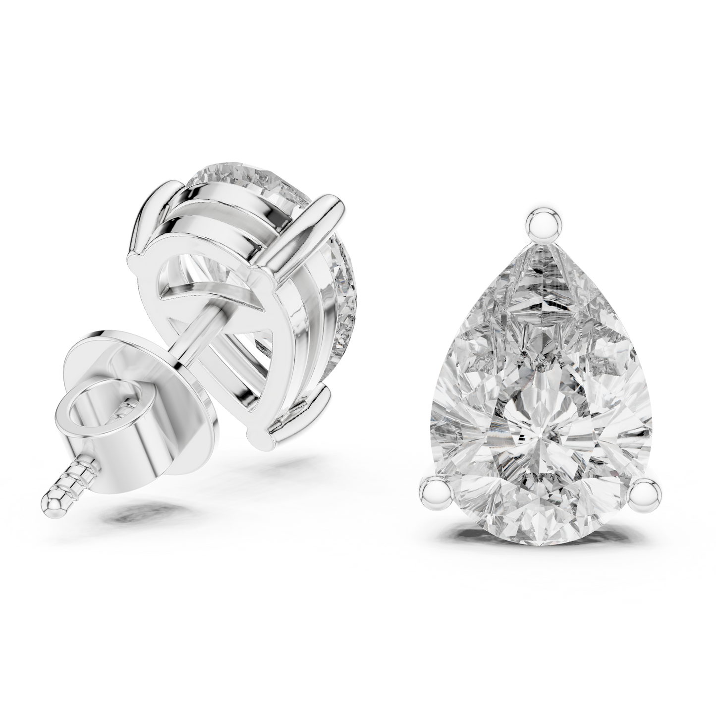 3.5ctw Pear Cut Diamond Solitaire Stud Earrings - Yellow Gold