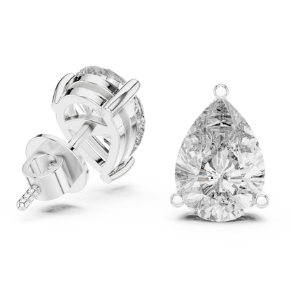 3.5ctw Pear Cut Diamond Solitaire Stud Earrings - Yellow Gold