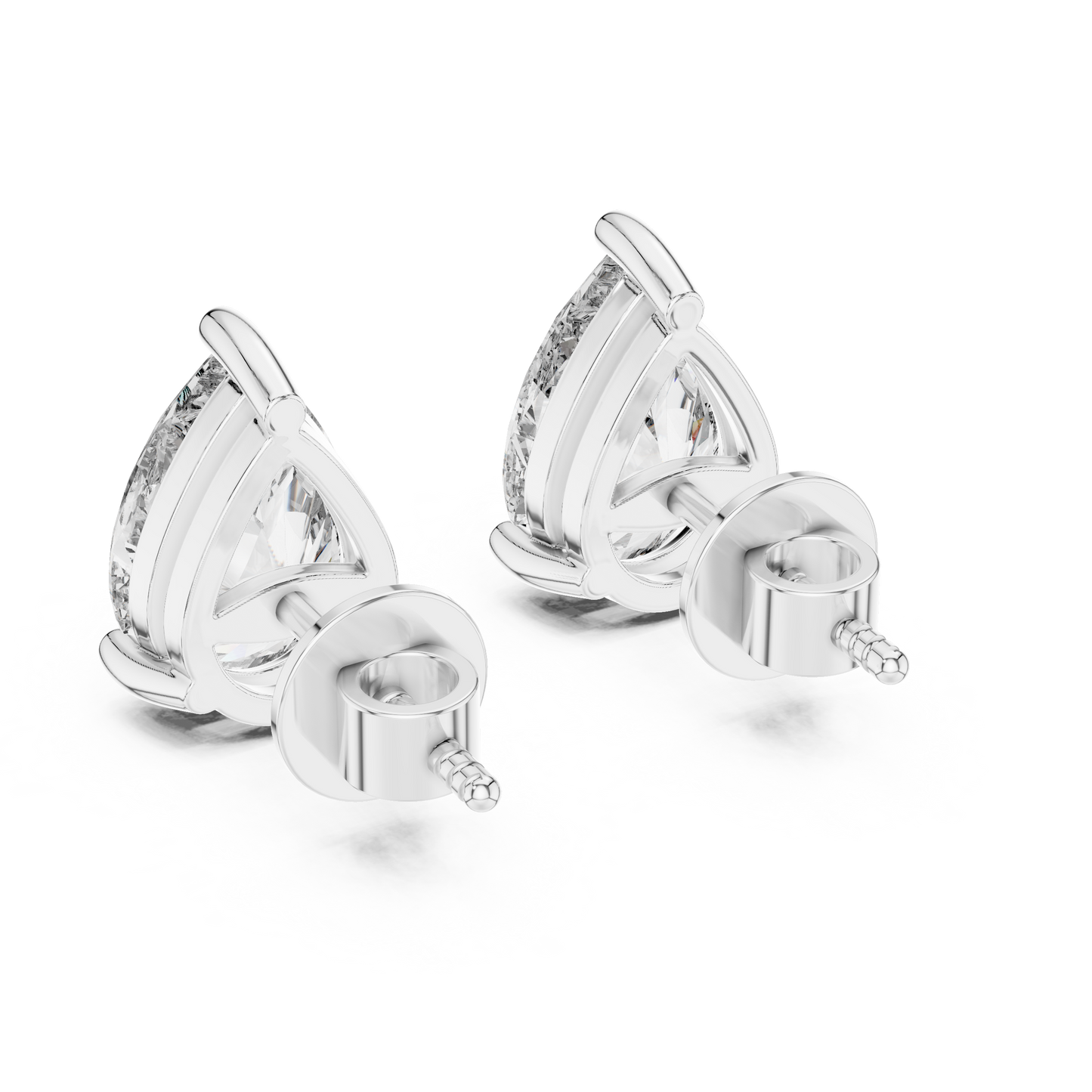 3.5ctw Pear Cut Diamond Solitaire Stud Earrings - Yellow Gold