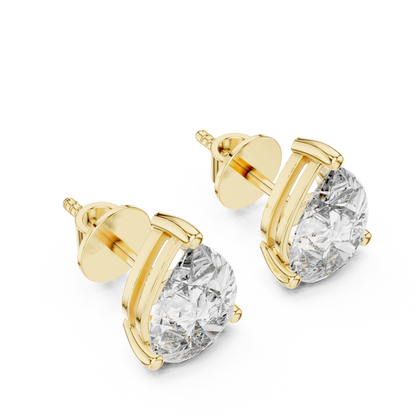 3.5ctw Pear Cut Diamond Solitaire Stud Earrings - Yellow Gold