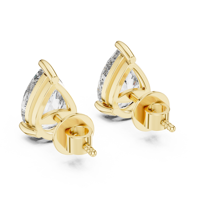 3.5ctw Pear Cut Diamond Solitaire Stud Earrings - Yellow Gold