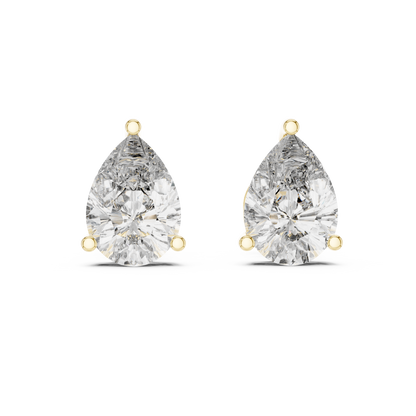 3.5ctw Pear Cut Diamond Solitaire Stud Earrings - Yellow Gold