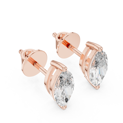 1.5ctw Marquise Cut Diamond Solitaire Stud Earrings - Yellow Gold