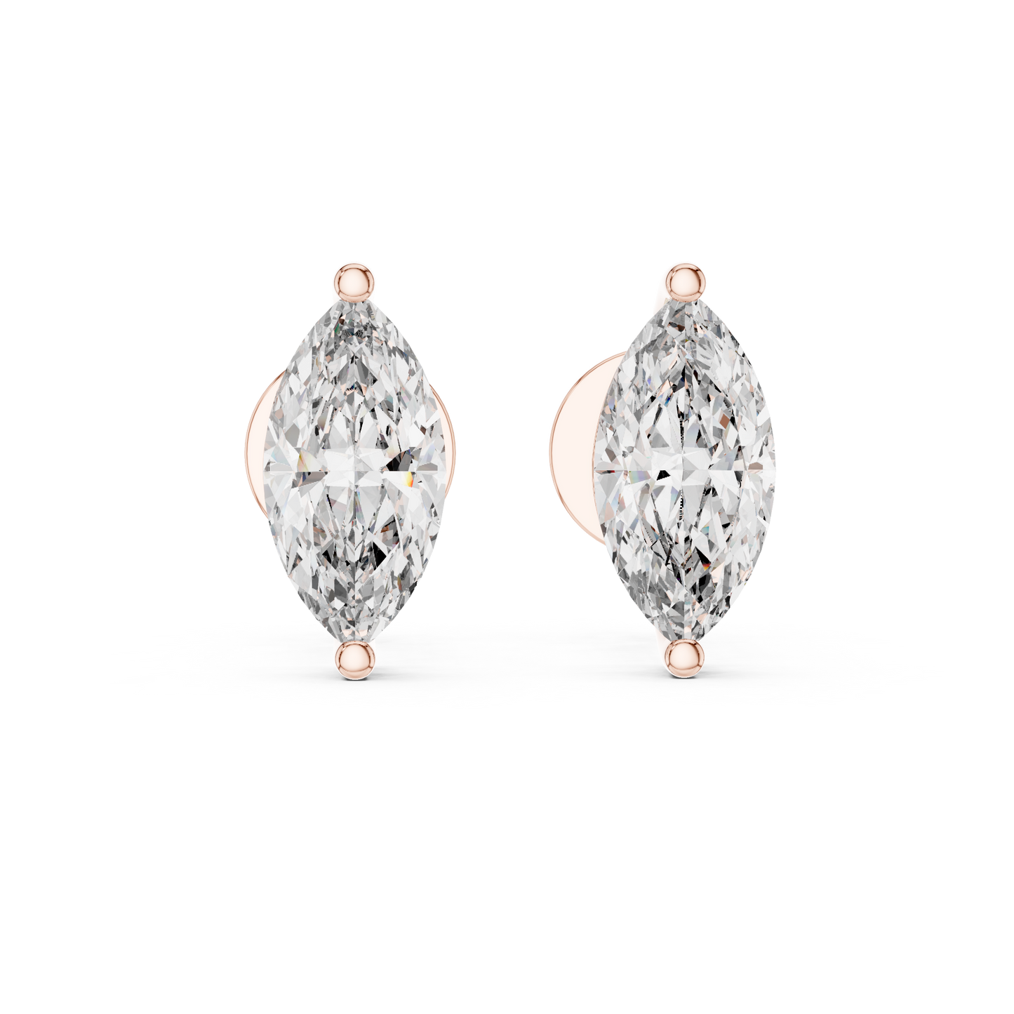 1.5ctw Marquise Cut Diamond Solitaire Stud Earrings - Yellow Gold