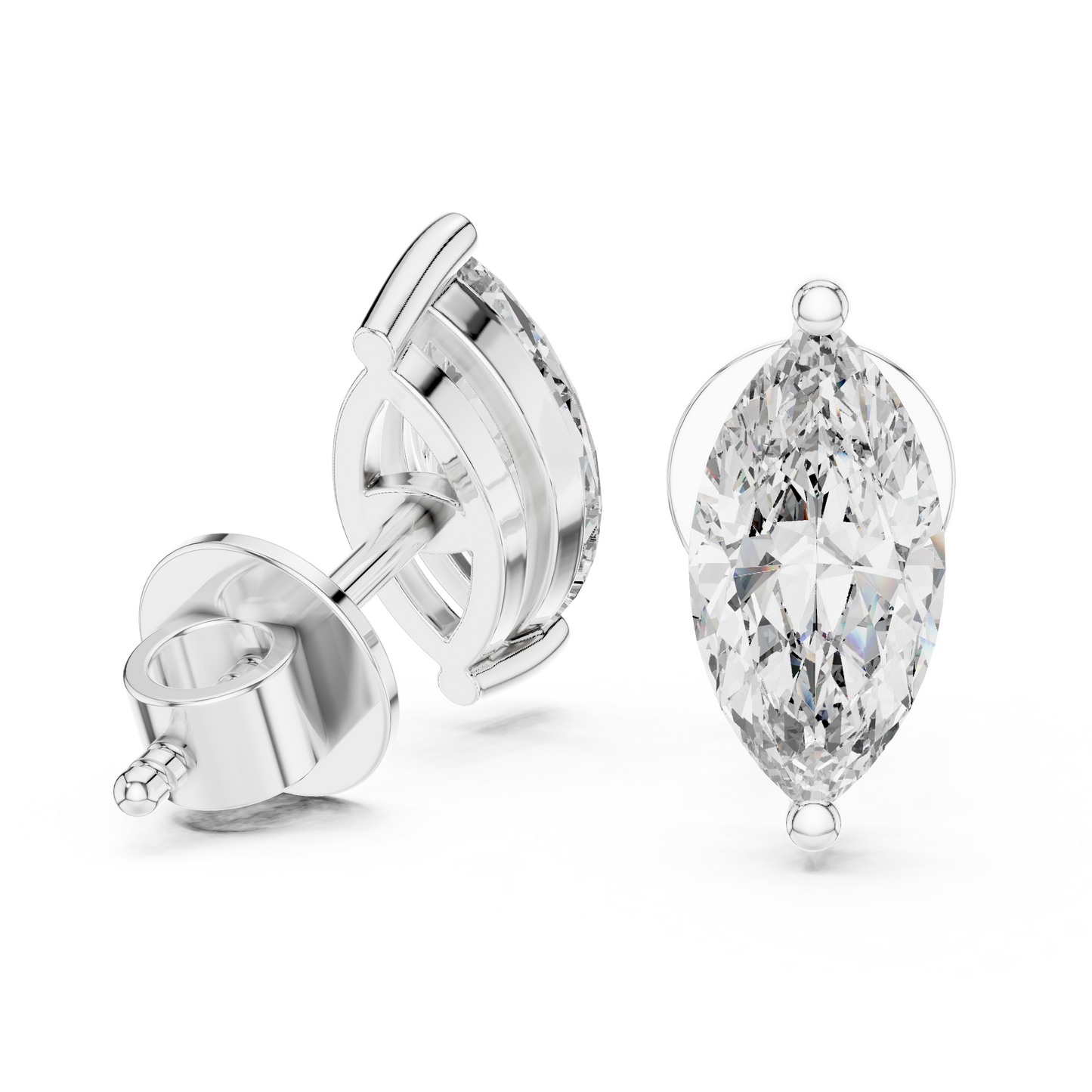 1.5ctw Marquise Cut Diamond Solitaire Stud Earrings - Yellow Gold