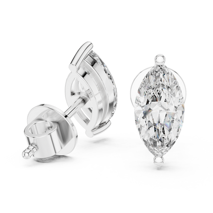1.5ctw Marquise Cut Diamond Solitaire Stud Earrings - Yellow Gold