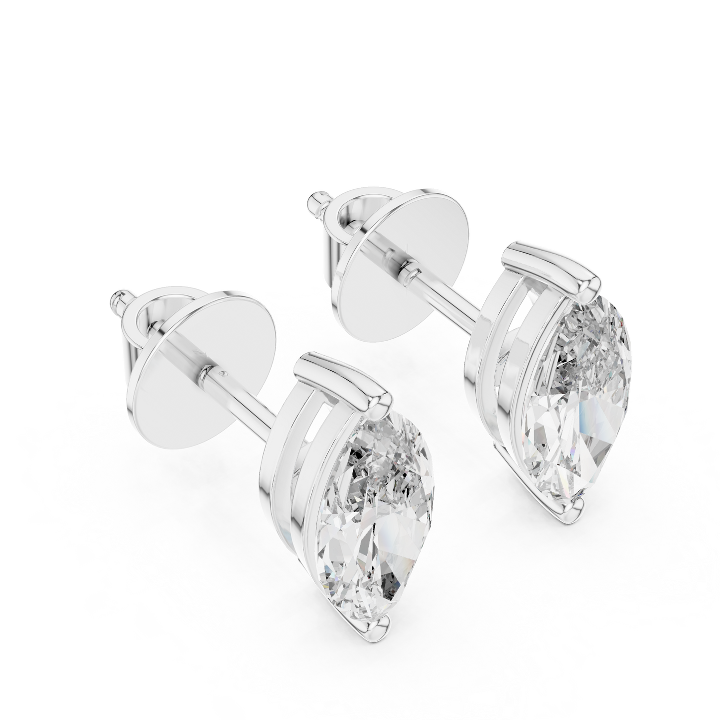 1.5ctw Marquise Cut Diamond Solitaire Stud Earrings - Yellow Gold