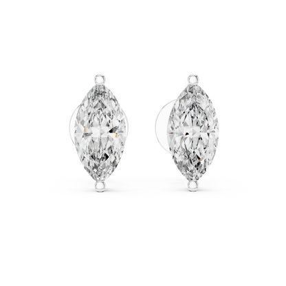 1.5ctw Marquise Cut Diamond Solitaire Stud Earrings - Yellow Gold