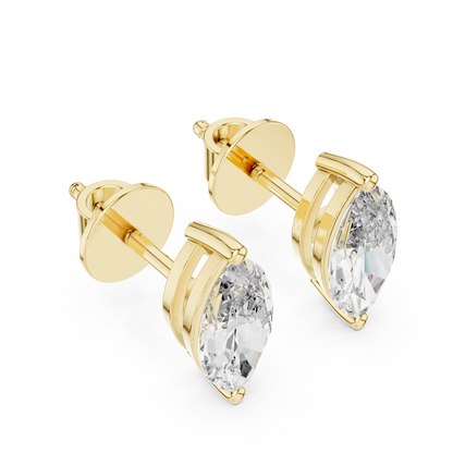 1.5ctw Marquise Cut Diamond Solitaire Stud Earrings - Yellow Gold