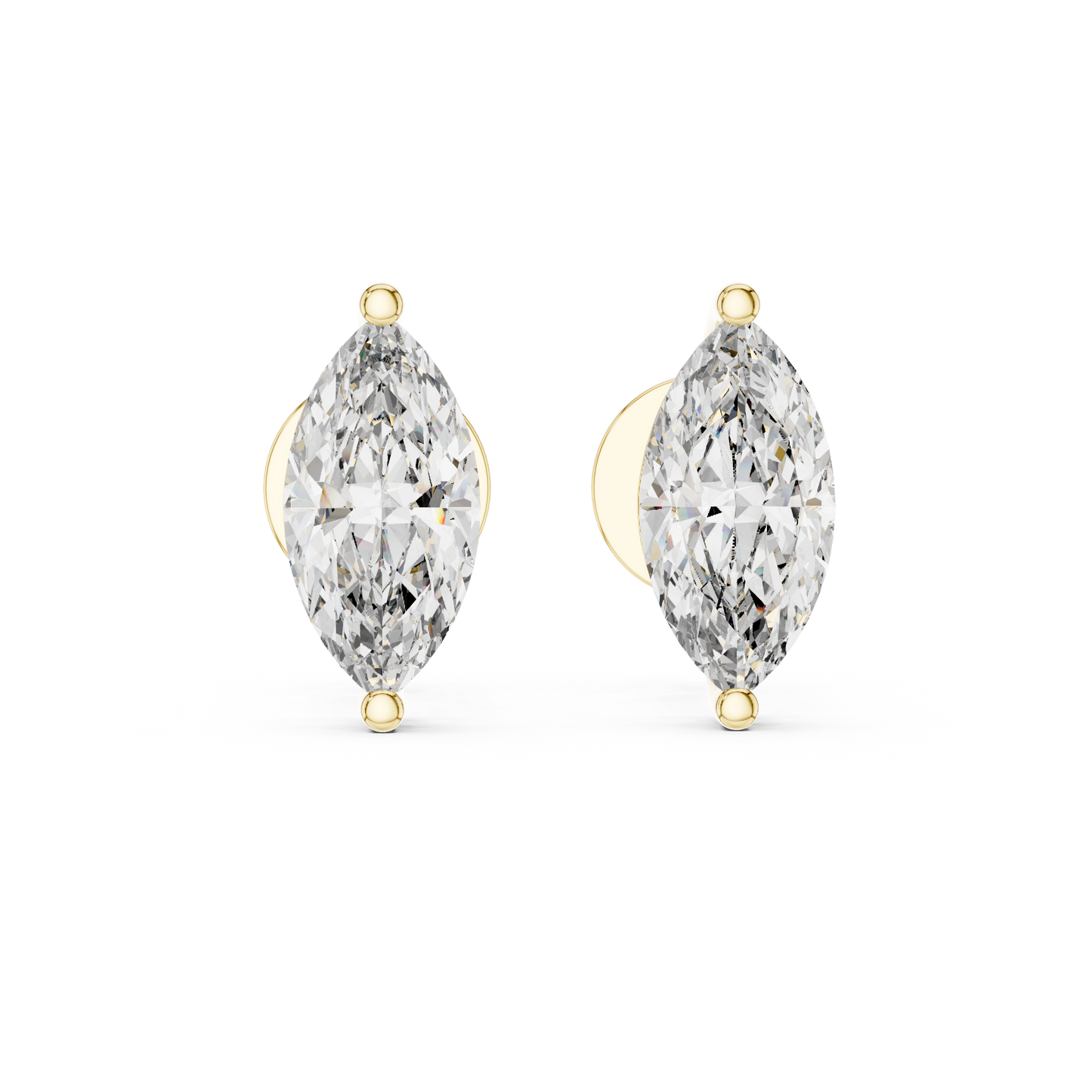 1.5ctw Marquise Cut Diamond Solitaire Stud Earrings - Yellow Gold
