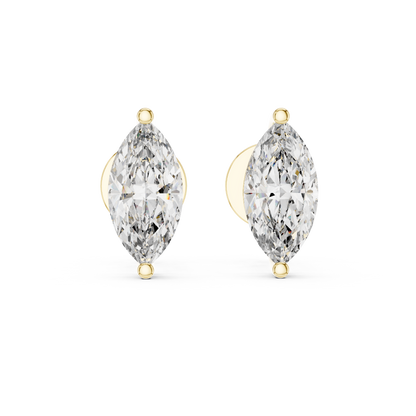 1.5ctw Marquise Cut Diamond Solitaire Stud Earrings - Yellow Gold