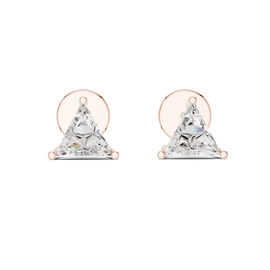 1.3 Carat Trillion Cut Diamond Solitaire Stud Earrings - Yellow Gold