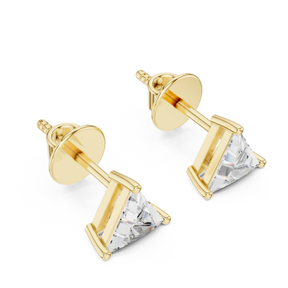 1.3ctw Trillion Cut Diamond Solitaire Stud Earrings - Yellow Gold