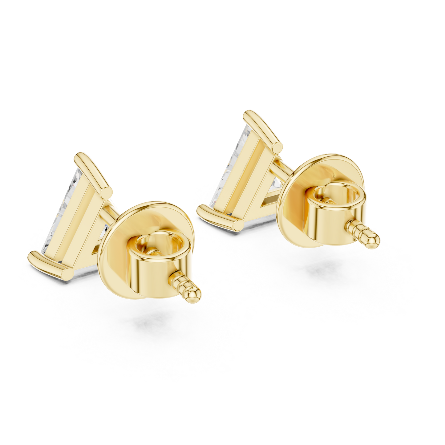1.3ctw Trillion Cut Diamond Solitaire Stud Earrings - Yellow Gold