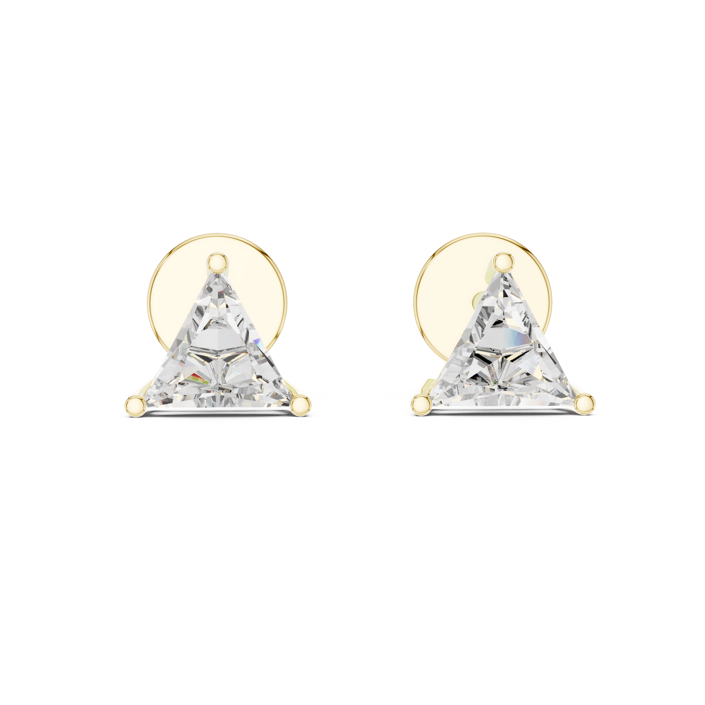 1.3ctw Trillion Cut Diamond Solitaire Stud Earrings - Yellow Gold