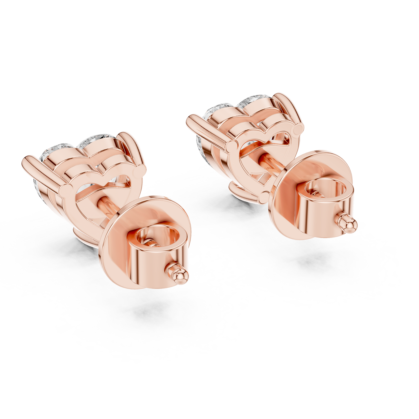 1.5ctw Heart Cut Diamond Solitaire Stud Earrings - Solid Gold