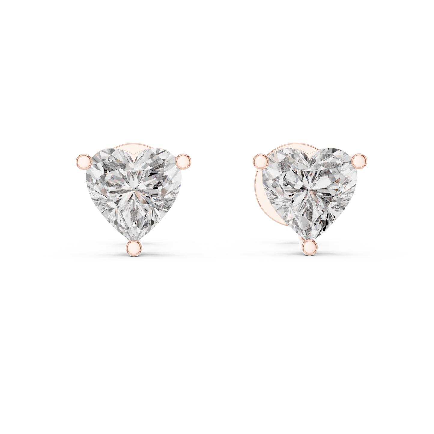 1.5ctw Heart Cut Diamond Solitaire Stud Earrings - Solid Gold