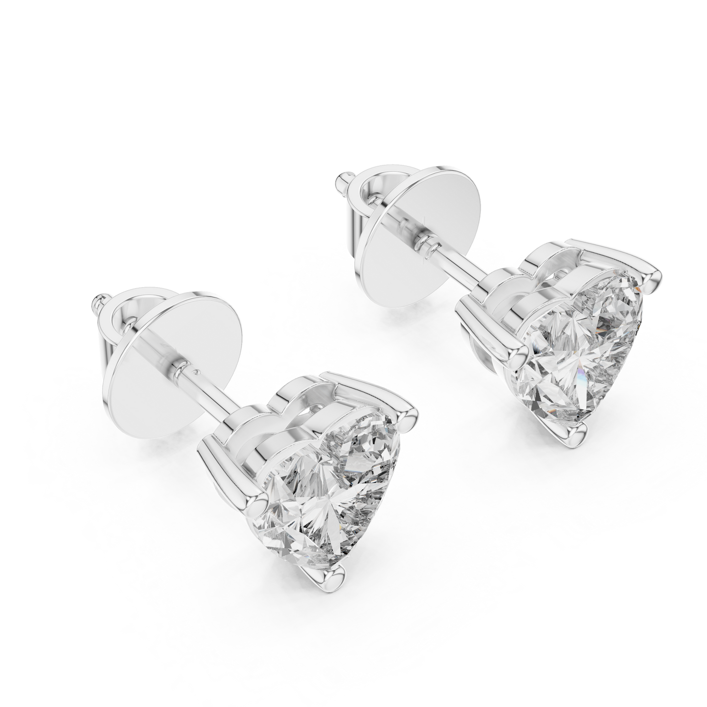 1.5ctw Heart Cut Diamond Solitaire Stud Earrings - Solid Gold