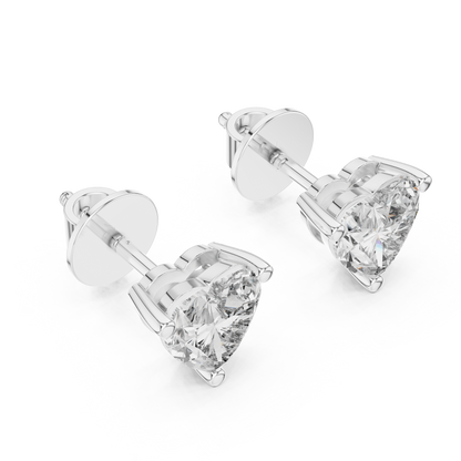 1.5ctw Heart Cut Diamond Solitaire Stud Earrings - Solid Gold