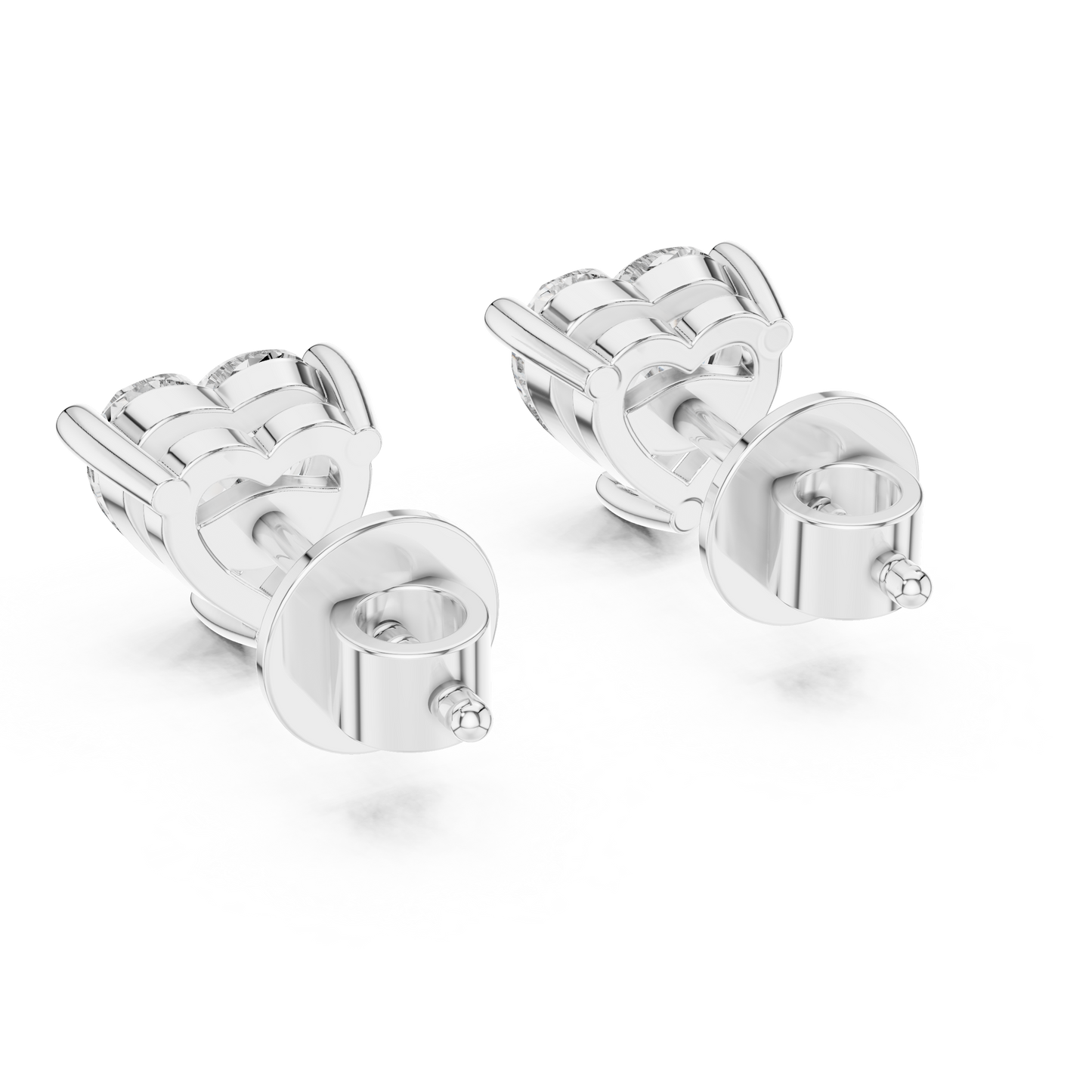 1.5ctw Heart Cut Diamond Solitaire Stud Earrings - Solid Gold