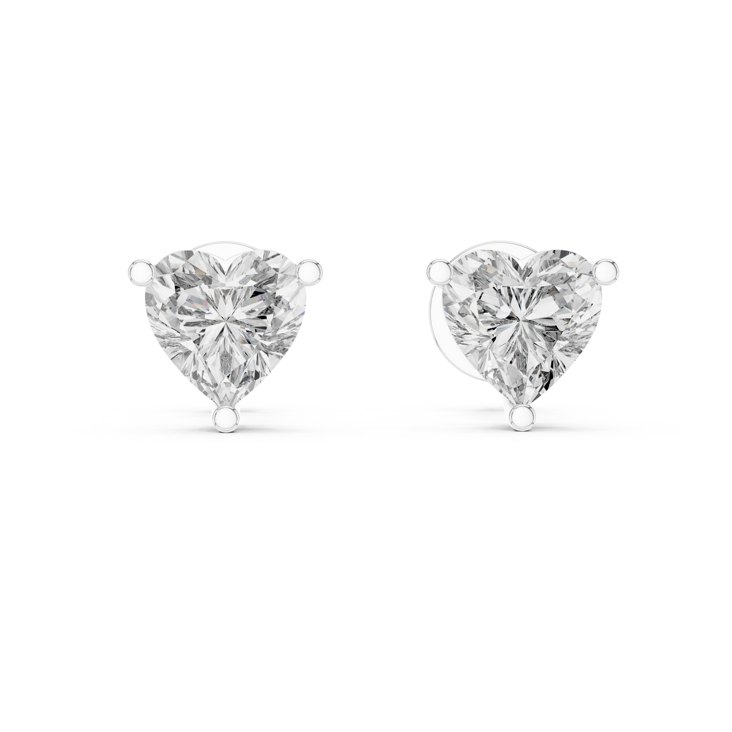 1.5ctw Heart Cut Diamond Solitaire Stud Earrings - Solid Gold
