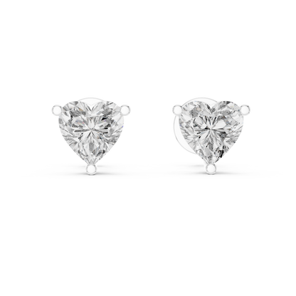 1.5ctw Heart Cut Diamond Solitaire Stud Earrings - Solid Gold