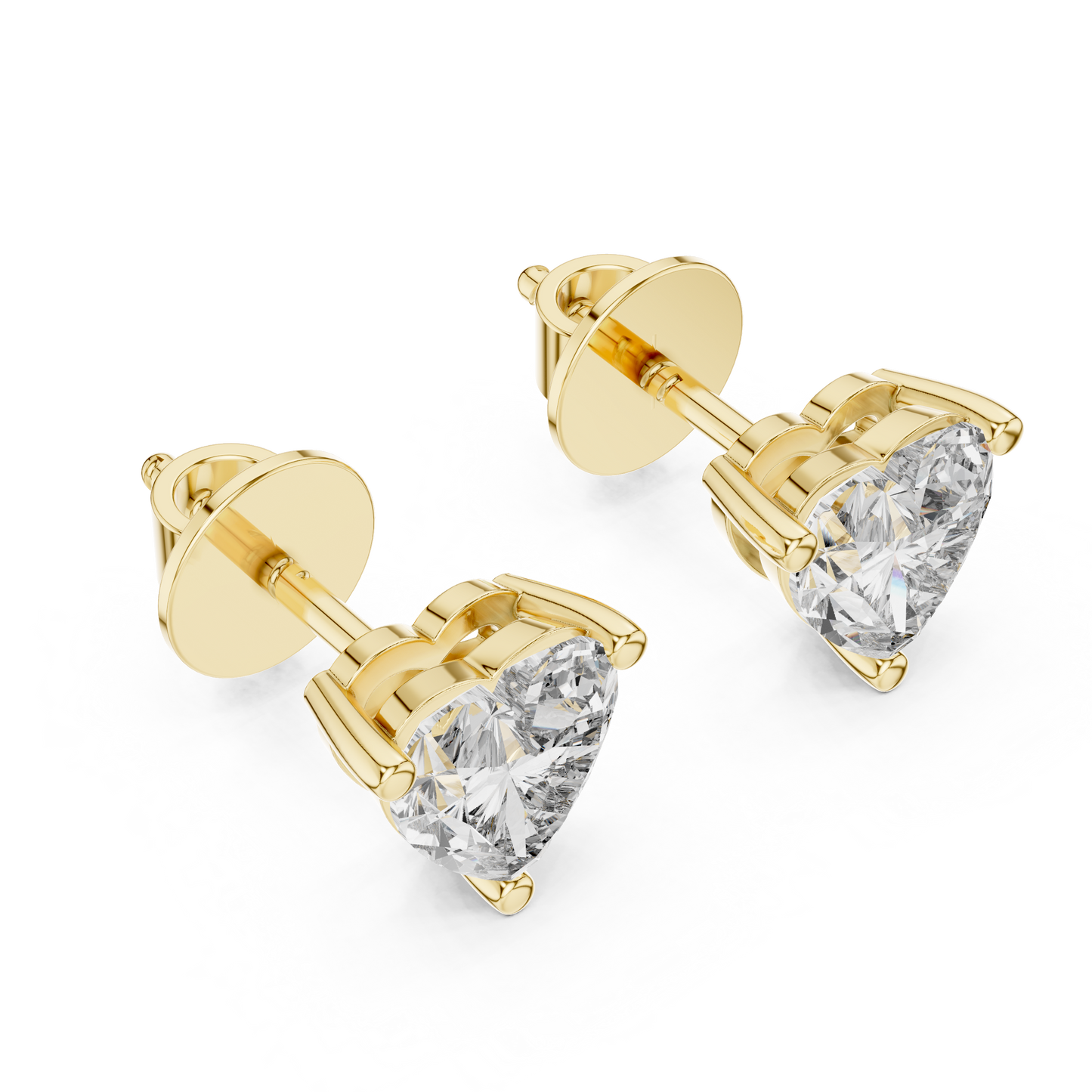 1.5ctw Heart Cut Diamond Solitaire Stud Earrings - Solid Gold